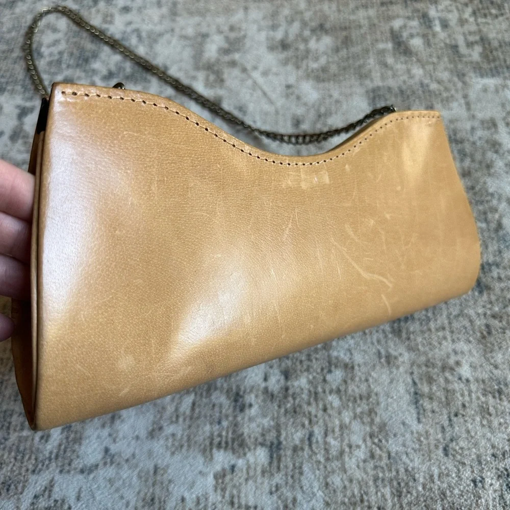 Piel Leather Tan Mini Shoulder Bag | Vintage 90s Chain Strap Purse‎